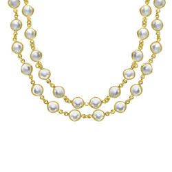 Purpose gold-plated long necklace with white crystal in circle shape