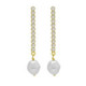 Purpose gold-plated long earrings with pearl in waterfall shape image