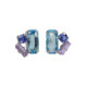 Inspire sterling silver stud earrings with blue crystal in rectangle shape image