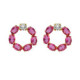 Harmony gold-plated short earrings with pink crystal in circle shape image