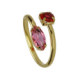 Passion gold-plated adjustable ring with pink crystal image