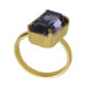 Balance gold-plated adjustable ring with purple crystal in rectangle shape image