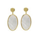 Soulquest gold-plated long earrings with nacar in oval shape