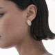 Soulquest gold-plated short earrings with nacar in oval shape cover