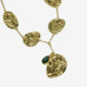 Fullness gold-plated short necklace with green crystal in texture shape cover