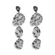 Fullness sterling silver long earrings with grey crystal in texture shape image
