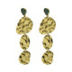 Fullness gold-plated long earrings with green crystal in texture shape image