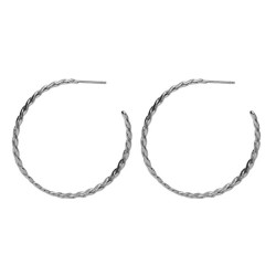 Fluency sterling silver hoop earrings in braided shape