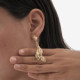 Connect gold-plated long earrings in texture shape cover