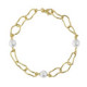 Pulsera ajustable perla y eslabones bañada en oro image