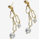 Connect gold-plated long earrings with pearl cover