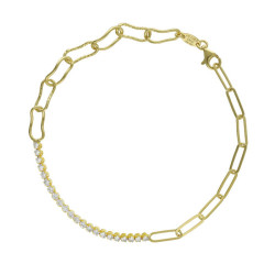 Connect gold-plated adjustable bracelet in pearl and link shape