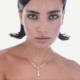 Purpose sterling silver long necklace with white crystal marquise and pearl cover