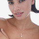 Purpose gold-plated short necklace with white crystal in marquise shape and pearl cover