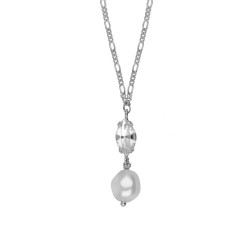 Collar corto cristal marquesa y perla elaborado en plata
