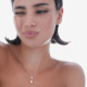 Purpose sterling silver short necklace with white crystal in marquise shape and pearl cover