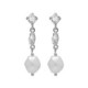 Purpose sterling silver short earrings with white crystal in marquise shape and pearl image
