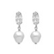 Purpose sterling silver short earrings with white crystal in pearl shape image