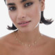 Purpose gold-plated short necklace with white crystal in circle shape cover