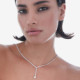 Purpose sterling silver short necklace with crystal in waterfall shape cover