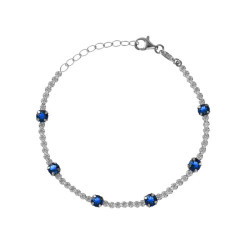 Shine sterling silver adjustable bracelet with blue crystal in waterfall shape