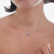 Shine sterling silver short necklace with blue crystal in waterfall shape cover
