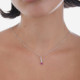 Shine sterling silver short necklace with pink crystal in waterfall shape cover