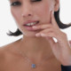 Inspire sterling silver short necklace with blue crystal in rectangle shape cover