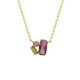 Inspire gold-plated short necklace with pink crystal in rectangle shape image