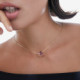 Inspire gold-plated short necklace with pink crystal in rectangle shape cover