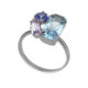 Inspire rhodium-plated adjustable ring with blue crystal in rectangle shape image