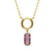 Inspire gold-plated short necklace with pink crystal in rectangle and circle shape image