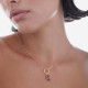 Inspire gold-plated short necklace with pink crystal in rectangle and circle shape cover