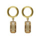 Inspire gold-plated short earrings with brown crystal in rectangle and circle shape image