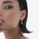 Inspire gold-plated short earrings with brown crystal in rectangle and circle shape cover