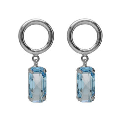 Inspire sterling silver short blue rectangle and circle earrings