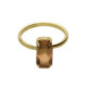 Inspire gold-plated adjustable ring with brown crystal in rectangle shape image