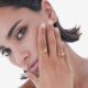 Inspire gold-plated adjustable ring with brown crystal in rectangle shape cover