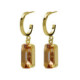 Inspire gold-plated hoop earrings with brown crystal in rectangle shape image
