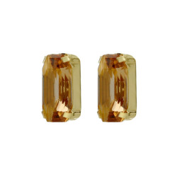 Inspire gold-plated stud earrings with brown crystal in rectangle shape