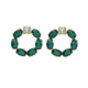 Harmony gold-plated short earrings with green crystal in circle shape image