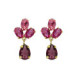 Harmony gold-plated short earrings with purple crystal in flower shape image