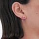 Harmony gold-plated short earrings with purple crystal in flower shape cover
