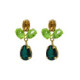Harmony gold-plated short earrings with green crystal in flower shape image