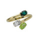 Harmony gold-plated adjustable ring with green crystal in oval shape image
