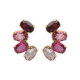 Harmony gold-plated short earrings with pink crystal in oval shape image