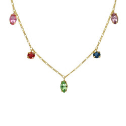 Passion gold-plated short necklace with multicolour crystal