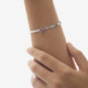 Serenity sterling silver rigid bracelet with pink crystal in rectangle shape cover