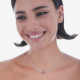 Serenity sterling silver short necklace with pink crystal in rectangle shape cover