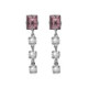 Serenity sterling silver long earrings with pink crystal in rectangle shape image